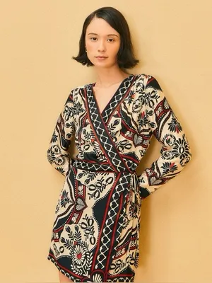 Farm Rio Passion Scarf Wrap Mini Dress XS thumbnail 10