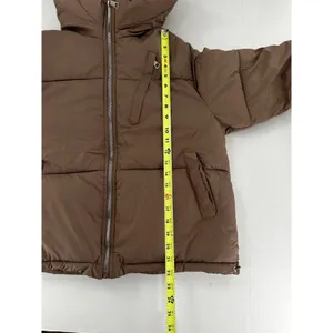Shein Puffer Coat Jacket Sz L Brown Minimalist Trendy High Neck Normcore thumbnail 10
