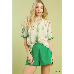 Umgee Petal Parade‎ Print Button-Down Blouse - Cream - Medium thumbnail 2