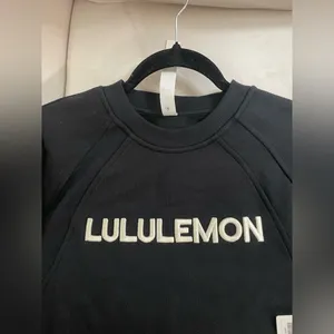 Lululemon NWT Scuba Oversized Pullover Wordmark Black Light Ivory Size M L thumbnail 11