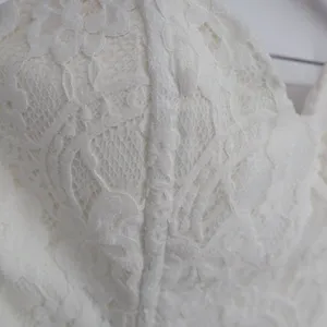 Off White Lace Bustier Crop Top Sweetheart Strapless Zip Back Small thumbnail 3