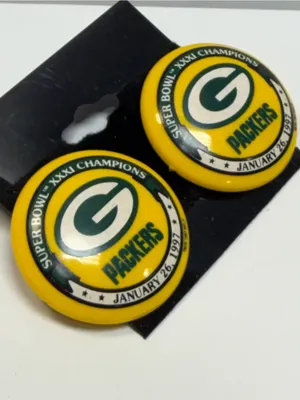Vintage 1997 Green Bay Packers Super Bowl XXXI Champions Pierced Earrings thumbnail 2