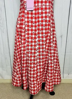 NWT Avec Les Filles Cherry Print Sweetheart Fit & Flare Midi Dress Sz 14 Stretch thumbnail 10
