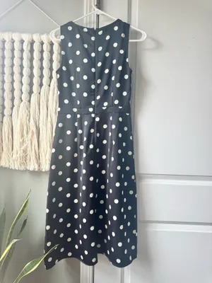 J. Crew factory polka dot black dress sleeveless scoop neck size 0 midi thumbnail 4
