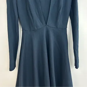 American Apparel Dark Blue Deep V-neck Long Sleeve Mini Fit & Flare Dress XS thumbnail 5