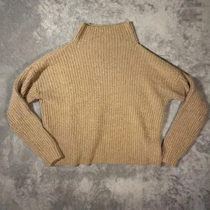 Anthropologie Medium Beige Chunky Knit Mock Neck Sweater Oversized Boxy Pullover thumbnail 8