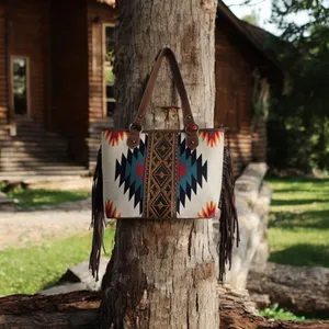 Western Aztec Tapestry‎ Concealed Tribal Carry Tote Bag Ivory thumbnail 3