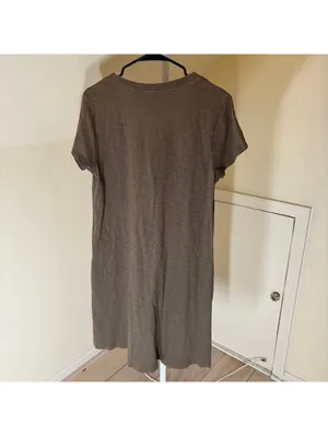 Dylan EUC Women's 100% Cotton Short Sleeve V-Neck Brown/Tan Dress Size S thumbnail 4