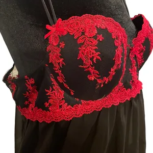 Madison Intimates Victorian Goth Witchy Floral Lace Bustier Lingerie Slip Dress thumbnail 2