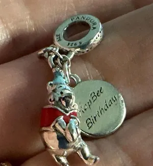 PANDORA Disney Winnie the Pooh HapBee Birthday Dangle Charm 799385C01 S925 ALE thumbnail 1