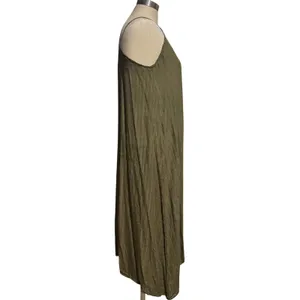 Nordstrom Rack‎ XS Olive Green Textured Handkerchief Hem Spaghetti Strap Dress thumbnail 2