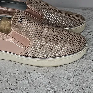MICHAEL Michael Kors blush pink leather mesh slip on boat shoes flats sz 9 thumbnail 2