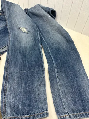 Ann Taylor Loft Distressed Blue Jean Denim Overalls Size L thumbnail 11