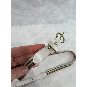 Vintage Rainbow Striped Stretchy Skinny Belt White Gold Buckle Retro 31-33 Inch‎ thumbnail 3