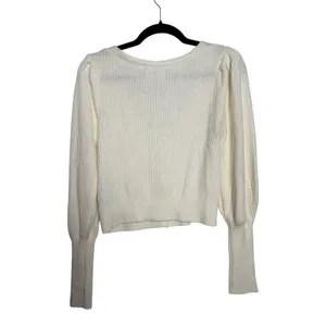 Abercrombie & Fitch Cream Knit Mutton Sleeve Cropped Cardigan Sweater Size XS thumbnail 3