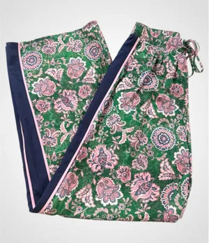 Entro Paisley Print Wide Leg Palazzo Track Pants in Green Size S thumbnail 1
