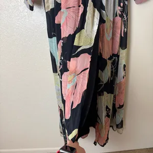 Lulus Wondrous Water Lilies Black Floral Print Maxi Dress Size M thumbnail 5