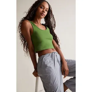 5/$35 PacSun Womens Tank Top Sz M Contour Easy‎ Sculpting Green Cropped Crop thumbnail 3
