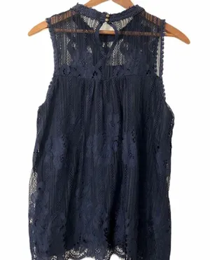 Altar’d State Blue & Black Lace Sleeveless Blouse thumbnail 2