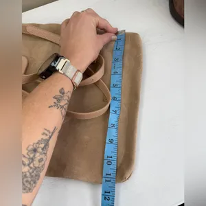 TMRW STUDIO Blush Milo Fold Over Suede Bag Crossbody Top Handle Anthropologie thumbnail 15