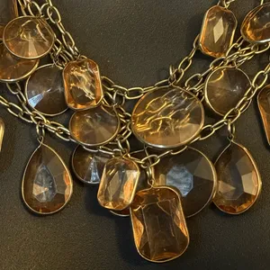 J.Crew multi chain chunky amber stones statement necklace thumbnail 2