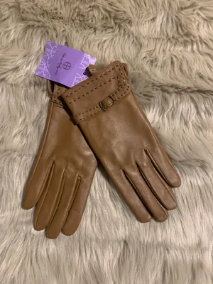 NWT Hot In Hollywood Leather Gloves Tan thumbnail 1