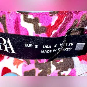 NWT‎ ZARA Sarong-Style Pink Geometric Skort - small thumbnail 3