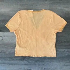 Forever 21 Ribbed Surplice Top Lace Trim Peach Plus 1X thumbnail 7