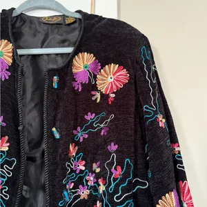Julia Kim Floral Fully Embroidered Beautiful Blazer Jacket Vintage 90s thumbnail 5