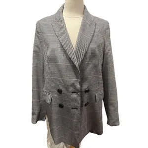 Mango Houndstooth Plaid Double Breasted Blazer Heritage Prep M thumbnail 4