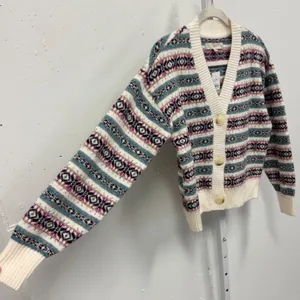 NWT LOFT Fair Isle V-Neck Cardigan Sweater Women's XS Multi Knit Button Front‎ thumbnail 4