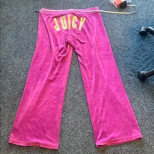 Juicy Couture Magenta Velour Pants with Gold Detail XL thumbnail 1
