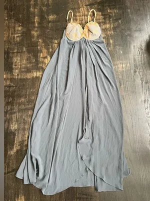 Vintage Victoria’s Secret Regal Blue Luxury Lace Chiffon Slip Gown Lingerie XL thumbnail 3