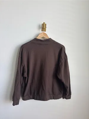 Set Active Chocolate Brown Half Zip Sweatshirt Womens Medium 100% Cotton Pullover thumbnail 6