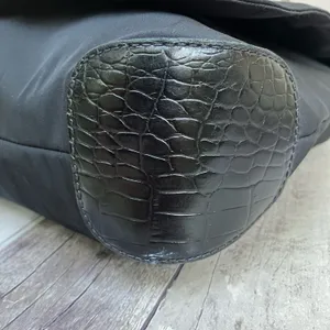 Lauren Ralph Lauren Messenger Bag Large Black Nylon Croc‎ Trim Good Crossbody thumbnail 12