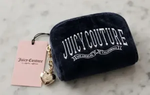 Juicy Couture Liquorice Couture University Mini Compact Wallet Embroidered NWT thumbnail 1
