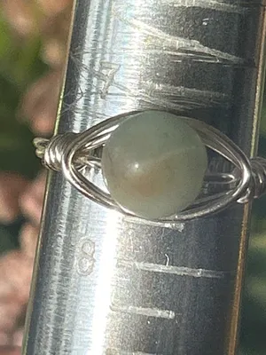 Handmade 💍 Handcrafted amazonite silver tone copper wire wrapped crystal ring size 7 thumbnail 4