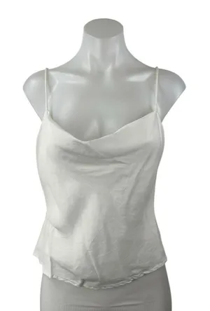 Zara Womens White Sleeveless Cowl Neck Adjustable Cami Camisole Tank Top Size L thumbnail 1