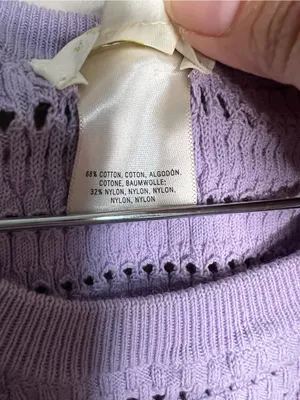 Maeve by Anthropologie Promenade Pointelle Purple Knit Ruffle Sweater Dress thumbnail 6