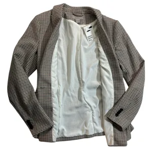 H&M Blazer Jacket Houndstooth Brown Fitted 1 Button Academia Small Fall $49 thumbnail 4