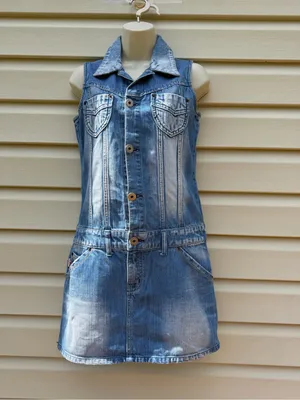 CCIOL Denim Sleeveless Mini Dress Women’s M Blue Button Front 100% Cotton thumbnail 2