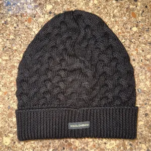 DOLCE & GABBANA 100% Wool Beanie‎ Knit Crochet Black One Size thumbnail 3