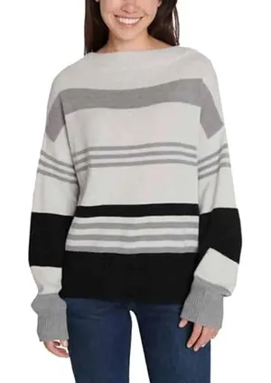 Lucky Brand Women's Colorblock Design Striped Long Sleeve Sweater Size Large‎ thumbnail 1