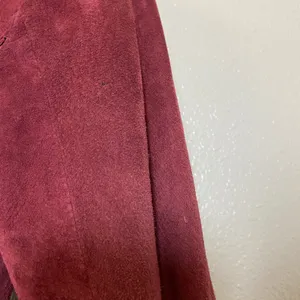 Burgundy Suede Blazer Jacket Small 100% Genuine Leather Autumn Fall Retro thumbnail 7