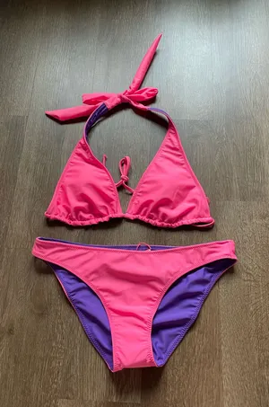No Boundaries Pink/Purple Reversible bikini thumbnail 1