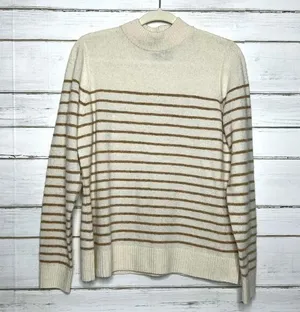 Abercrombie & Fitch Mock Neck Stripe Sweater Size Large thumbnail 1