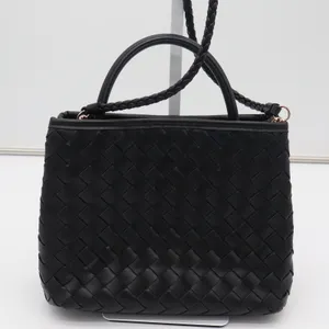A New Day Black Woven Vegan Leather Crossbody Bag Gold Hardware Braided Strap thumbnail 3