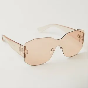 FREE PEOPLE Sidetracked Rimless Sunglasses Retro 70’s Summer Beach Neutral RARE thumbnail 3