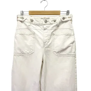Free People Palmer Cuffed Wide Leg Tab Waist Jeans Size 27 Eggshell White Wash thumbnail 7