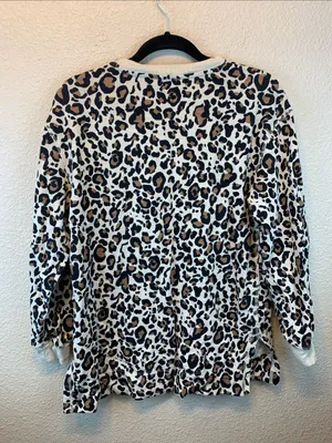 M & S Collection cheetah sweatshirt sz 12 Preppy animal print comfy cozy thumbnail 5
